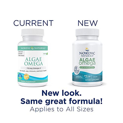 Algae Omega – 60 Soft Gels – 715 mg Ômega-3 – Óleo de Alga Certificado Vegano – EPA à Base de Plantas - Nordic Naturals
