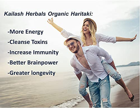 Kailash Herbals - Pó de Haritaki Orgânico Certificado pelo USDA, 454g – Terminalia chebula – Saúde Digestiva – Desintoxicação