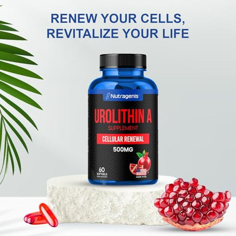 Nutragenis - Urolithin A – Suplemento 60 Softgel – Renovação Celular Avançada – Marca Urolithin A