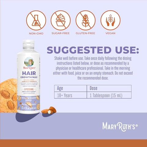 MaryRuth Organics - MaryRuth’s Óleo de Semente de Abóbora Liposomal Biotina 10000mcg – Cabelos Mais Espessos e Pele Saudável – 450ml