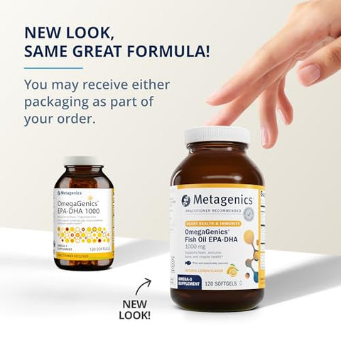 OmegaGenics Óleo de Peixe EPA-DHA 1000 – Suplemento de Ômega-3 para Saúde Cardíaca e Musculoesquelética – 1000 mg de Óleo de Peixe Ômega-3 - Metagenics