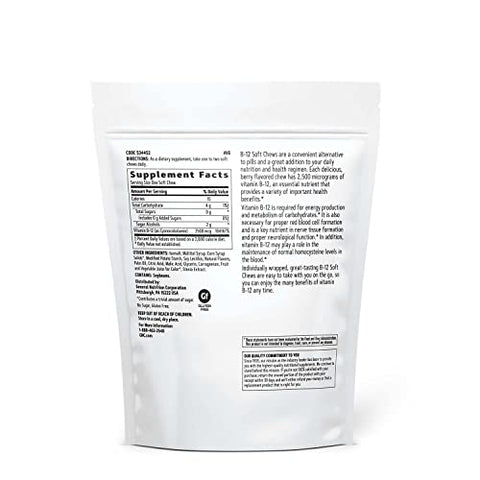 Vitamina B-12 2500 mcg – Explosão de Frutas Vermelhas – 60 Soft Chews (60 Porções) - GNC
