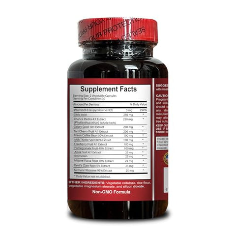 OLANTA TRADE SOLUTION - Fórmula de Limpeza de Ácido Úrico – Redução de Ácido Úrico, Controle de Ácido Úrico, Suplemento Herbal, Cardo Mariano, Cereja Azeda, Grãos de Café Verde, Ácido Cítrico, Semente de Aipo – 1 Frasco