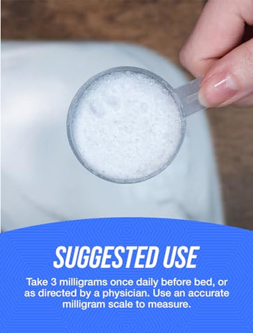com Melatonina em Pó – Suplemento para Dormir, Melatonina para Adultos, 3 mg de Melatonina – Vegana, Pura - BulkSupplements