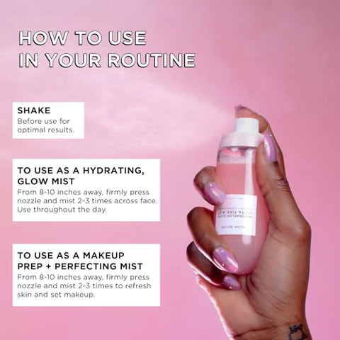 Watermelon Glow Ultra-Fine Facial Mist Spray – Bruma Facial Ultrafina de Melancia para Pele Fresca e Radiante – Bruma Facial Hidratante com Ácido Hialurônico, Hibisco AHA e Vitamina E – Melancia - Glow Recipe