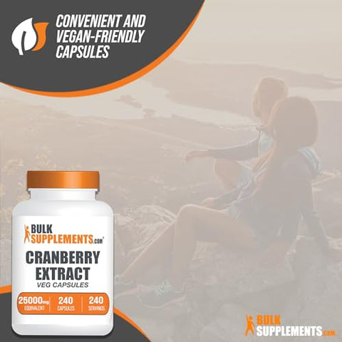 Cranberry Extract Capsules – BulkSupplements.com, Cranberry Supplement for Women – Vegan, 1 Capsule (25000mg Equivalent) per Serving, 240 Veg