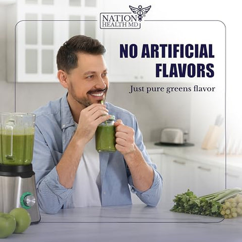 NATION HEALTH MD - Pó Superfood Greens – Suplemento em Pó Verde com Spirulina e Probióticos | Marca: Greens