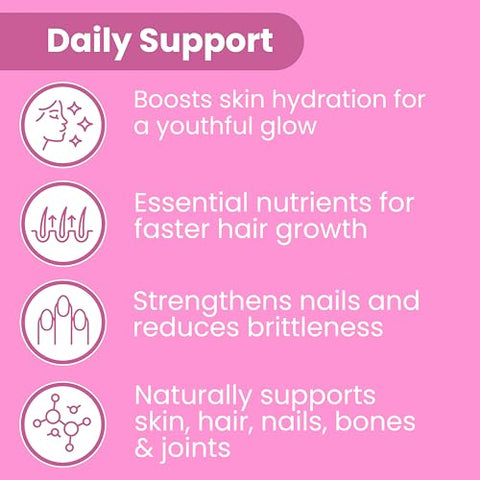 Cápsulas de Biotina e Colágeno para Cabelo, Pele e Unhas – Estimula o Crescimento Capilar – Peptídeos de Colágeno Hidrolisado para Mulheres – 60 cápsulas - Sanar Naturals