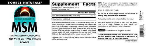 MSM (Methylsulfonylmethane) 35 Ounce (1,000 Grams) – Pó | Comprar Online - Source Naturals