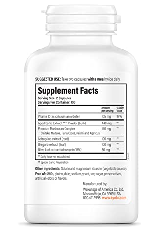 Aged Garlic Extract Fórmula 103 Suporte Imunológico, 200 Cápsulas (Embalagem Pode Variar) - Kyolic