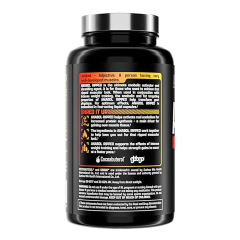 Anabol Ripped – Construtor Muscular Anabólico para Homens, Suplemento 2 em 1 para Ganho de Massa Muscular e Definição, (60 Cápsulas) - Nutrex Research