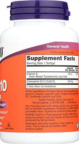 NOW Foods - Now Foods Coq10 100mg – 150 Soft Gels | Energia e Saúde | Comprimidos de Coenzima Q10