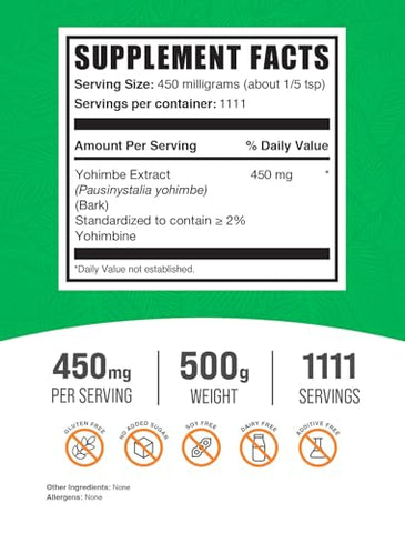 Yohimbe Extract Powder – Extrato de Casca de Yohimbe, Suplementos de Yohimbe para Homens | BulkSupplements.com