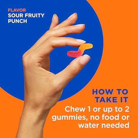 Kids Multivitamin Gummy Worms – Saúde geral e suporte imunológico, Vitaminas e Minerais A, C, D, E, Bs e Zinco, Suplemento mastigável, Sabor Punch de Frutas Azedas, 45 dias de fornecimento (70 g) - OLLY