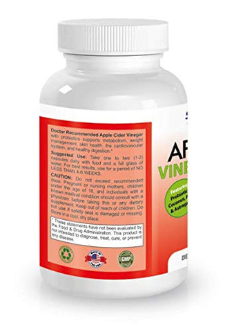 DOCTOR RECOMMENDED SUPPLEMENTS - Cápsulas de Vinagre de Maçã – 100% Orgânicas, 1500 mg – Digestão Natural, Suporte para o Sistema Imunológico
