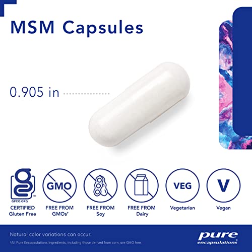 MSM Cápsulas | Suplemento de Enxofre para Apoiar Articulações, Sistema Imunológico, Tecido Conjuntivo e Saúde Respiratória* | 250 Cápsulas - Pure Encapsulations