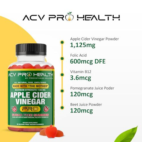 Promethean Wellness - Gummies de Vinagre de Maçã Sem Açúcar  Golo – Detox Keto Avançado – Baixo Carboidrato – Limpeza Detox – 60g