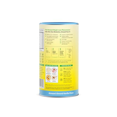 Kit Inicial Shake Substituto de Refeição para Emagrecimento – Pó de Proteína – Sabor Amêndoa Baunilha – 2 Latas de 500g + Garrafa Medidora - Almased