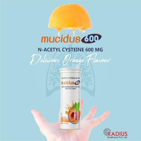 Radiplex - Mucidus – Comprimidos Efervescentes de N-Acetilcisteína 600 mg – Antioxidante para Saúde Pulmonar, Desintoxicação do Fígado, Cuidados com a Pele | Sem Açúcar | para Homens