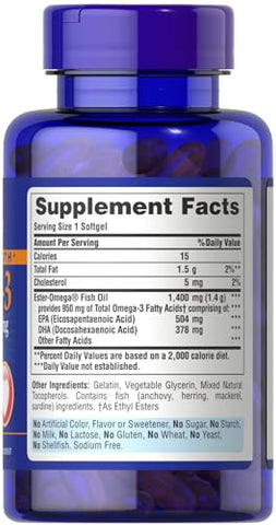 Puritan's Pride - Puritan’s Pride Ômega-3 Triplo Forte 1360 mg (950 mg Ômega-3 Ativo) – 60 Cápsulas Gelatinosas | Comprar Online