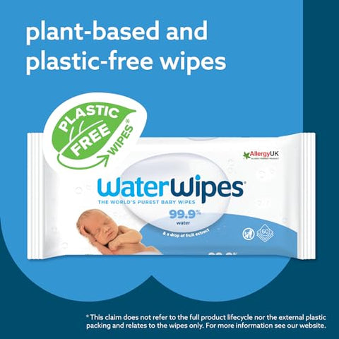 WaterWipes – Lenços Umedecidos Originais Livres de Plástico, 99,9% à Base de Água, Sem Fragrância