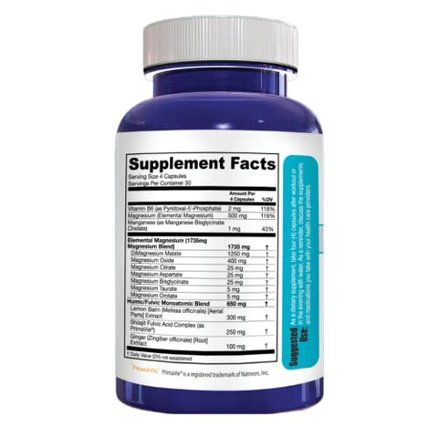 Natural Science Creation - Unwind – Suplemento Avançado de Relaxamento, Magnésio Elemental de Força Máxima, Melissa, Primavie Shilajit, Gengibre – 120 Cápsulas – Fabricado nos EUA