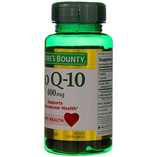 Nature's Bounty - Nb Coq10 400mg Cardio Q10 – Tamanho 30ct – Coenzima Q10 para Saúde Cardiovascular