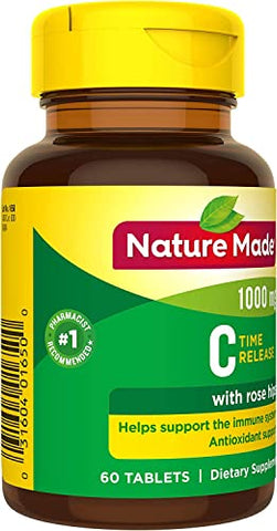 Vitamina C 1000mg Comprimidos Suplementares, 60 CT (Pacote com 3) – Melhor Marca de Vitamina C - Nature Made