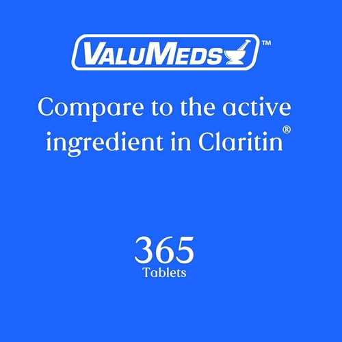 Loratadine 10mg – Alívio de Alergia Não Sonolento 24 Horas | Antialérgico para Coriza, Espirros, Coceira e Olhos Lacrimejantes | Frasco com 365 Comprimidos - ValuMeds