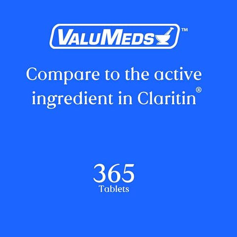 Loratadine 10mg – Alívio de Alergia Não Sonolento 24 Horas | Antialérgico para Coriza, Espirros, Coceira e Olhos Lacrimejantes | Frasco com 365 Comprimidos - ValuMeds