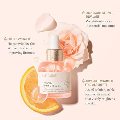 Generic - Óleo de Vitamina C com Squalane para Rosto, Óleo de Rosa com Squalane para Rosto, Hidratação Poderosa