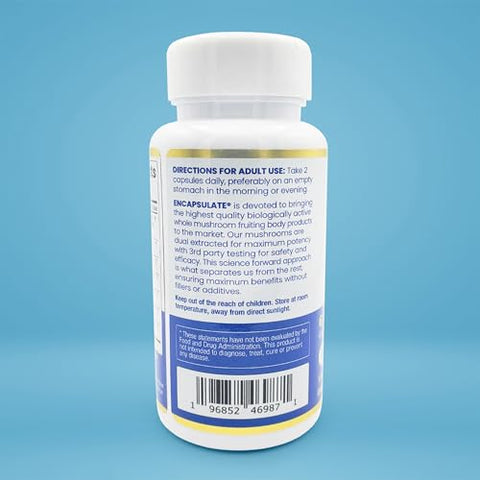 ENCAPSULATE - Blend de 6 Cogumelos – Reishi, Chaga, Turkey Tail, Cordyceps, Lion’s Mane | Encapsulate