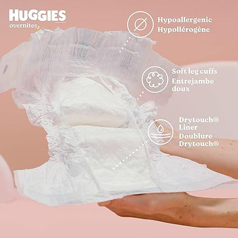 Fraldas Noturnas HUGGIES Overnites, Brancas, Tamanho 3, 24 Unidades