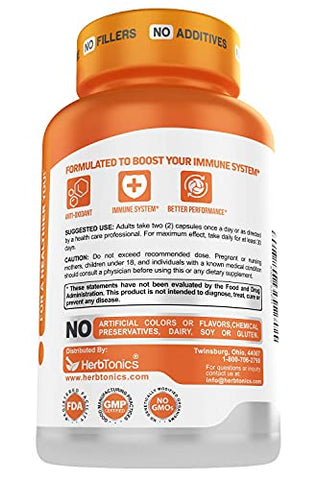 Complexo de Suplemento Nootrópico de Cogumelos para Suporte ao Sistema Imunológico – 60 cápsulas, 500mg - Herbtonics