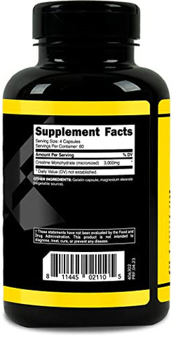 Creatine Monohydrate Capsules – 240 Cápsulas, 3.000mg por Porção, Livre de Glúten e Não-OGM - Primaforce