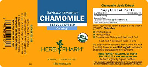 Extrato Líquido de Camomila Orgânica Certificada para Apoio ao Sistema Nervoso Calmante – 120 ml - Herb Pharm