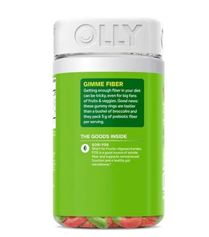 Fiber Gummy Rings – 5g de Fibra Prebiótica, FOS (Fruto-oligossacarídeos), Suporte Digestivo, Sabor Berry Melon - OLLY