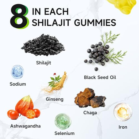 MEENCCD - Shilajit Gummies 1000mg: Gomas de Shilajit Puro do Himalaia para Homens – 60g