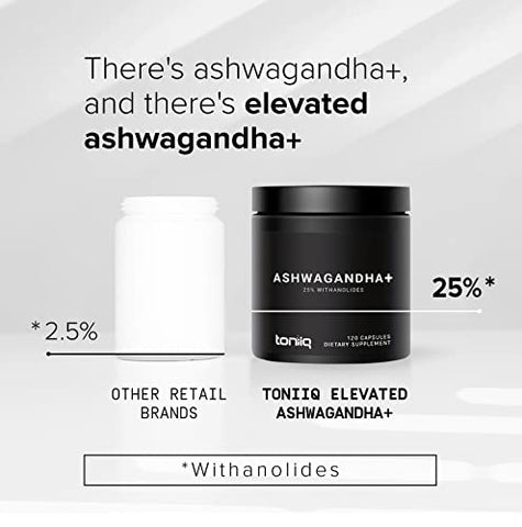 52,000mg 40x Extrato Concentrado – 25%% Withanolides – Cápsulas de Ashwagandha de Ultra Alta Potência – Colheita Selvagem na Índia – Altamente Concentrado e Bioacessível – Marca Toniiq - Toniiq