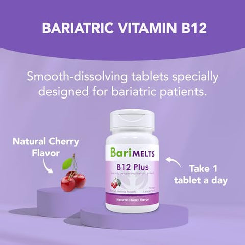 Vitamina B12 Plus – Suprimento de 3 Meses (90 Comprimidos de Dissolução Rápida) – Vitaminas Pós-Operatórias para Bariátrica com Methylcobalamin B12, Vitamina B6, Folato Metilado e Biotina - BariMelts