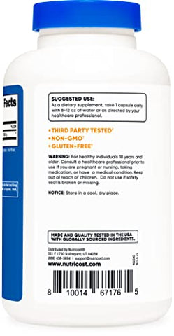 Inositol 500mg – 240 Cápsulas Veggie, Sem OGM, Sem Glúten (Myo-Inositol) - Nutricost