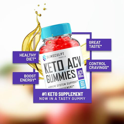 Indelo - (2 Pacotes) Gomas de Perda de Peso Slimsculpt Keto ACV – Fórmula Avançada Slim Sculpt Keto mais Gomas de ACV de Vinagre de Maçã – Suplemento Dietético Slimsculpt ACV Gummies – Avaliações