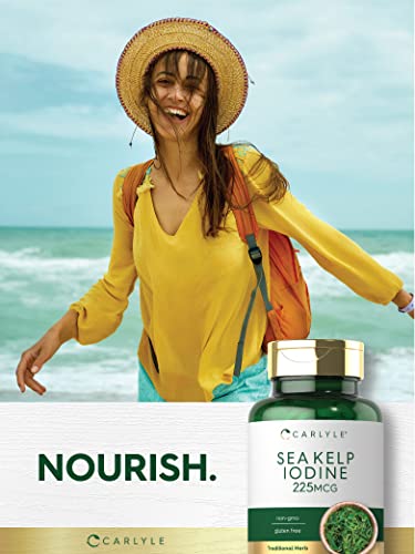 Sea Kelp Iodine | 225mcg | 300 Comprimidos | Sem-OGM, Sem Glúten | Suplemento de Ervas Tradicional - Carlyle