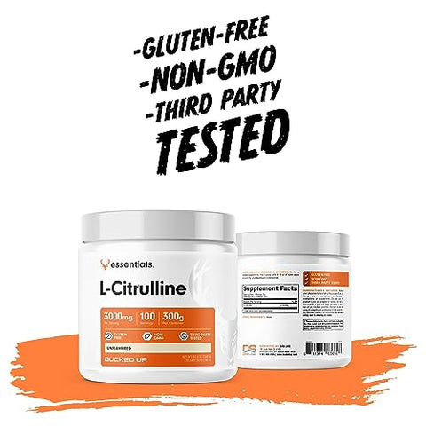 L-Citrulline 3000mg em Pó, Essenciais (100 Porções) – Aumente sua performance! - Bucked Up