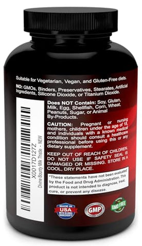 Cápsulas de Cardo Mariano Puro 1200mg – Extrato Concentrado 4X (Padronizado) – 120 Cápsulas Vegetarianas - Divine Bounty