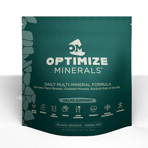 Optimize Minerals - Fórmula Multimineral Completa | Nutrição Total | Pó Suplementar para Homens e Mulheres | Minerais Traços | Multivitaminas | Micronutrientes | Solúvel em Água | 30 Porções