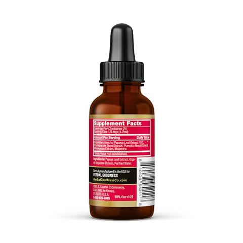 Líquido de Folha de Mamão para Aumento Natural de Plaquetas Sanguíneas – Tintura Líquida 30ml – Impulsionador Natural de Plaquetas Sanguíneas - Herbal Goodness