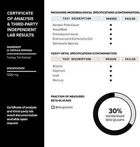 Extrato de Cogumelo Turkey Tail 10x Concentrado 12.000mg – Alta Potência de Beta Glucanas – 120 Cápsulas Vegetais - Toniiq