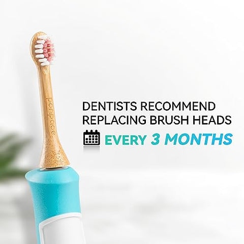 ponpace - Cabeças de reposição de escova de dentes elétrica de bambu para crianças 3 unidades, com cerdas à base de plantas, compatíveis com Philips Sonicare para crianças