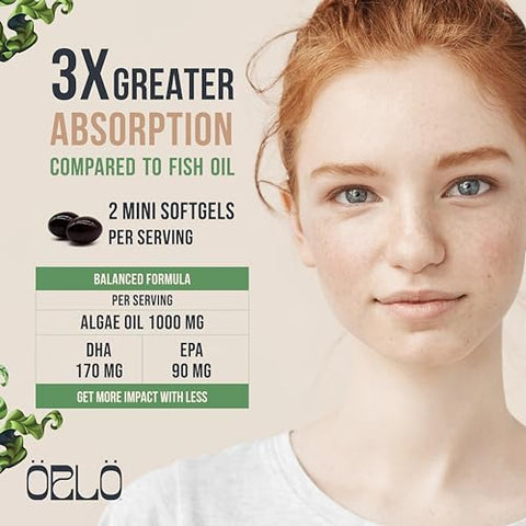 Omega 3 – Suplemento Vegano de Ômega 3 – Ômega 3 de Tripla Potência – DHA à Base de Plantas - Orlo